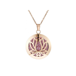 Collar Difusor de Aromaterapia Flor de Loto Rosa Dorado