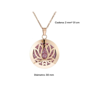 Collar Difusor de Aromaterapia Flor de Loto Rosa Dorado