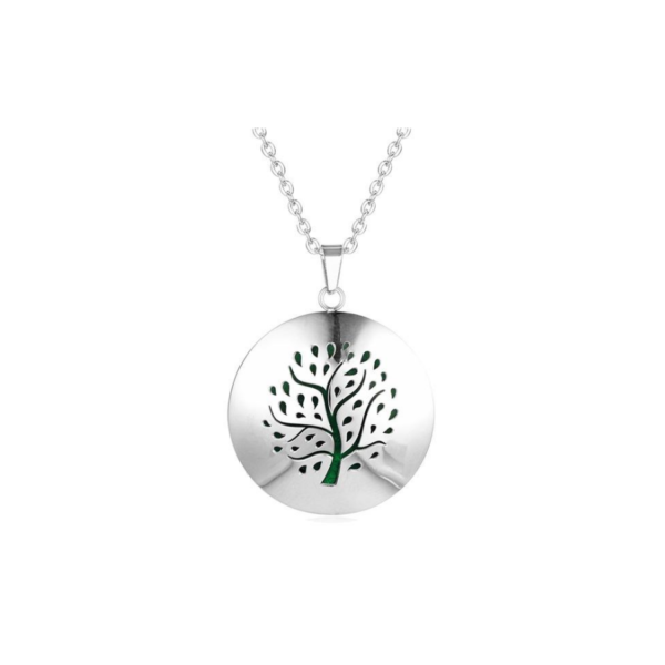 Collar Difusor Aromaterapia Árbol de la Vida 2 Plateado