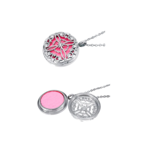 Collar Difusor Aromaterapia Flor Cuatro Pétalos con Zirconias abierto
