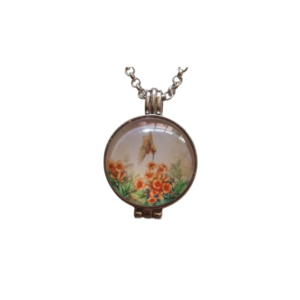Collar Difusor de Aromaterapia Colibrí Flores Naranja